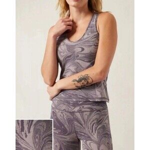 Athleta Sz 3X Transcend Tank Camisole Purple Pull Over V Neck Athletic Paisley